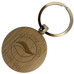 Porte clé rond bois gravé