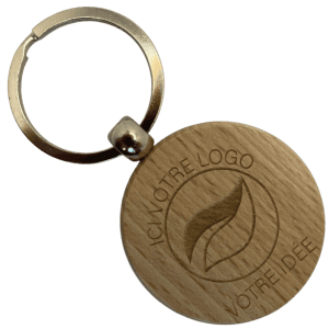 Porte clé rond bois gravé