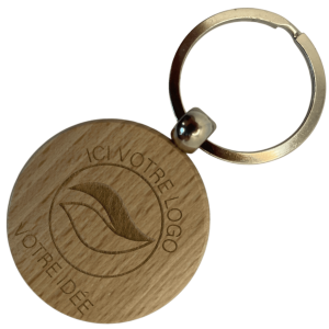 Porte clé rond bois gravé